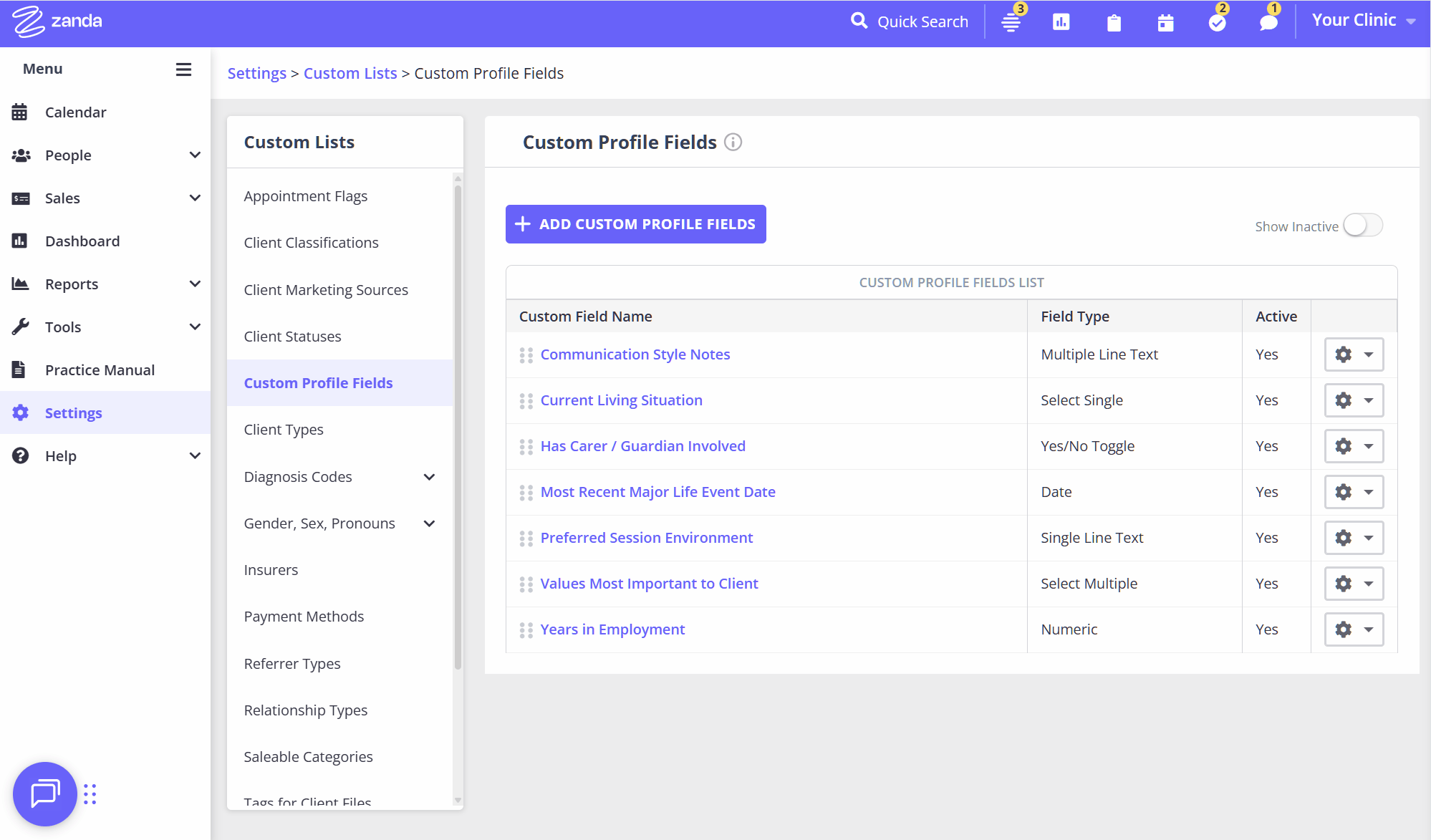 Custom Profile Fields DeActivate