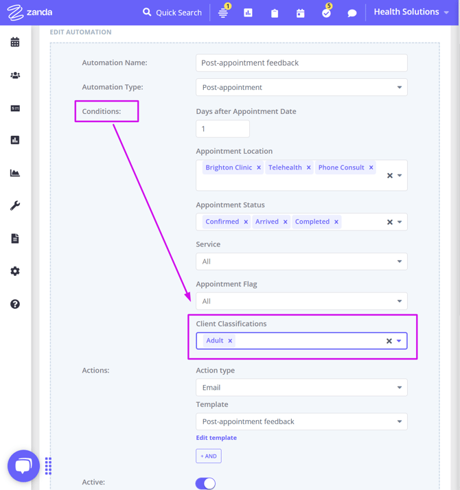 Post-app client classifications