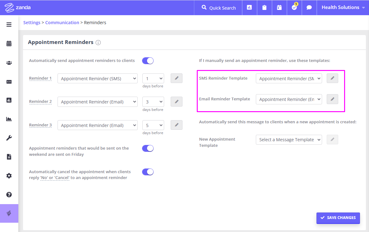 Configuring Appointment Reminders