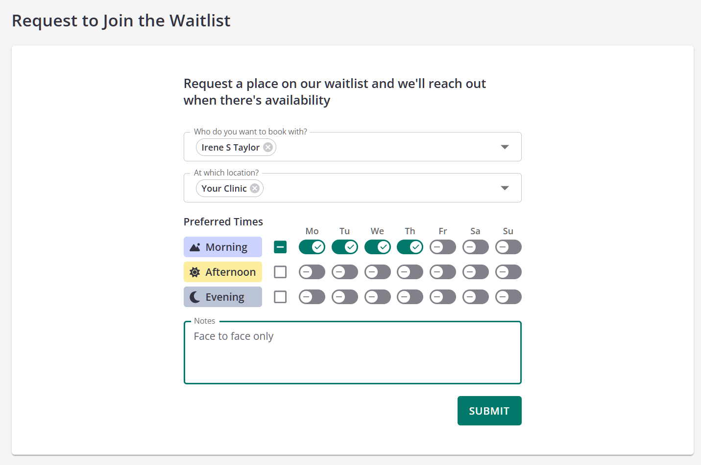 Accepting Waitlist Requests Via Client Portal